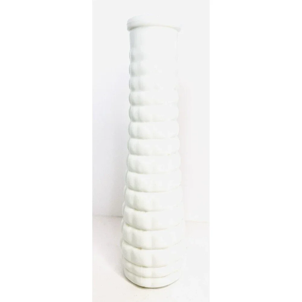 EO Brody M-111 Milk Glass Vase Ribbed Beehive White Bud Vase Vintage USA 8.75”